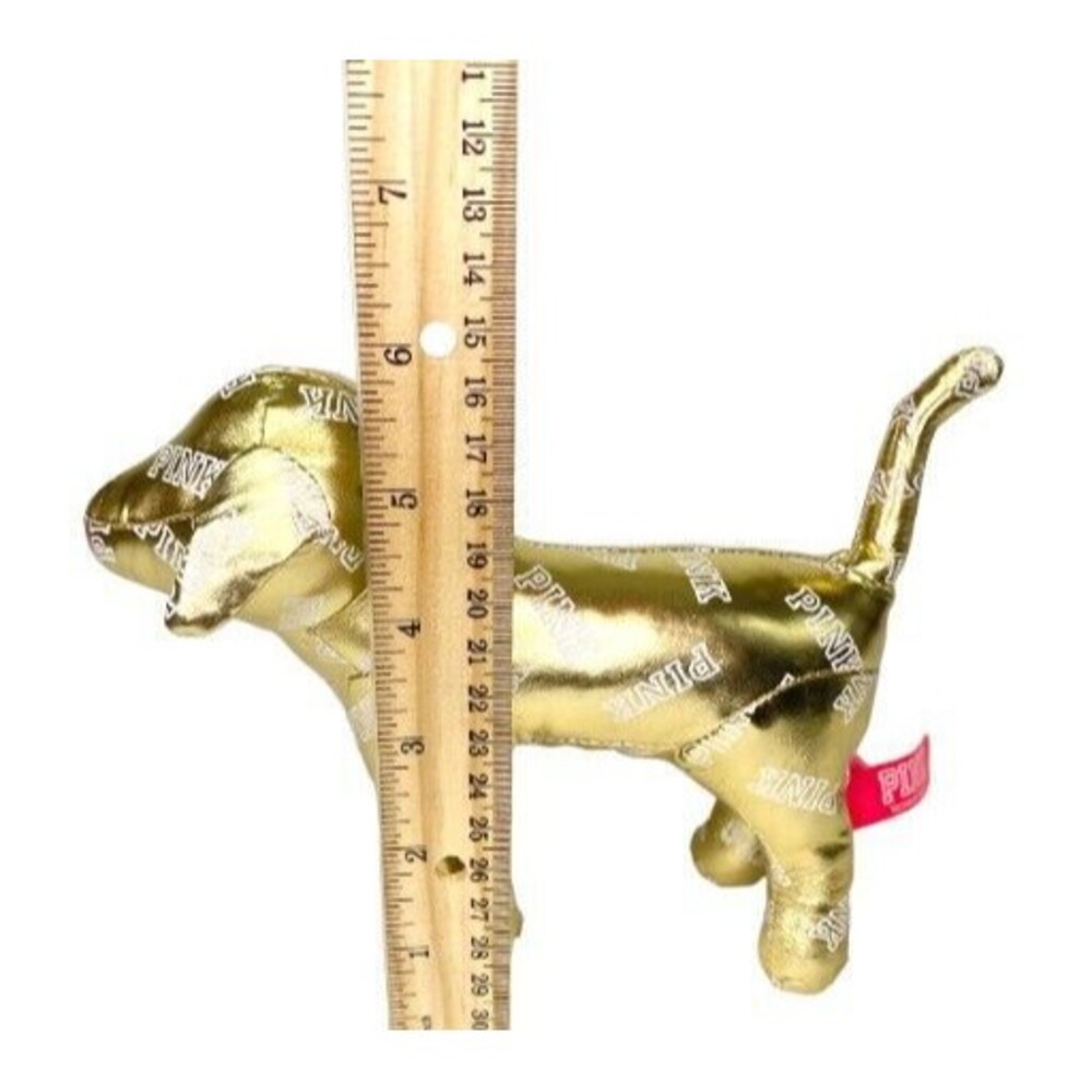 Victoria's Secret Pink VS 8" Plush Metallic Gold Dog Stuffed Animal Figure 2014 - Picture 7 of 7